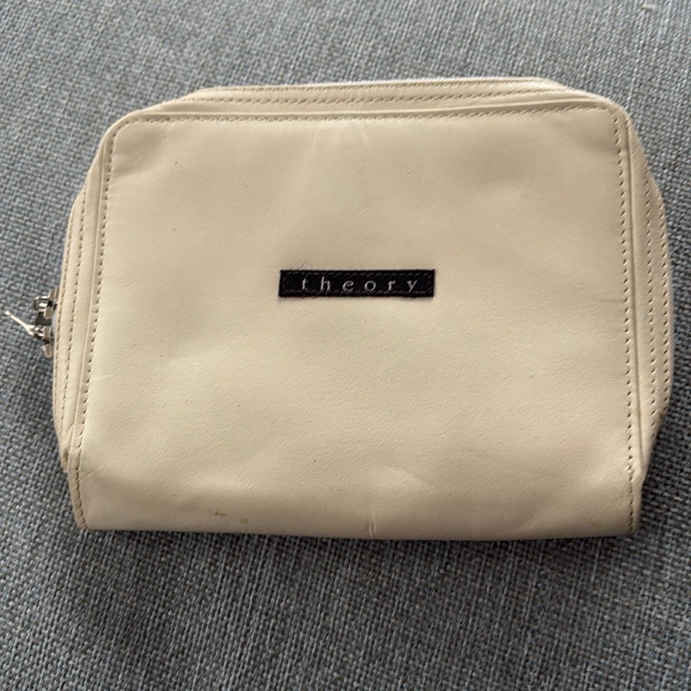 Theory Double Zipper Travel Tech Pouch Cream-NFs do not buy